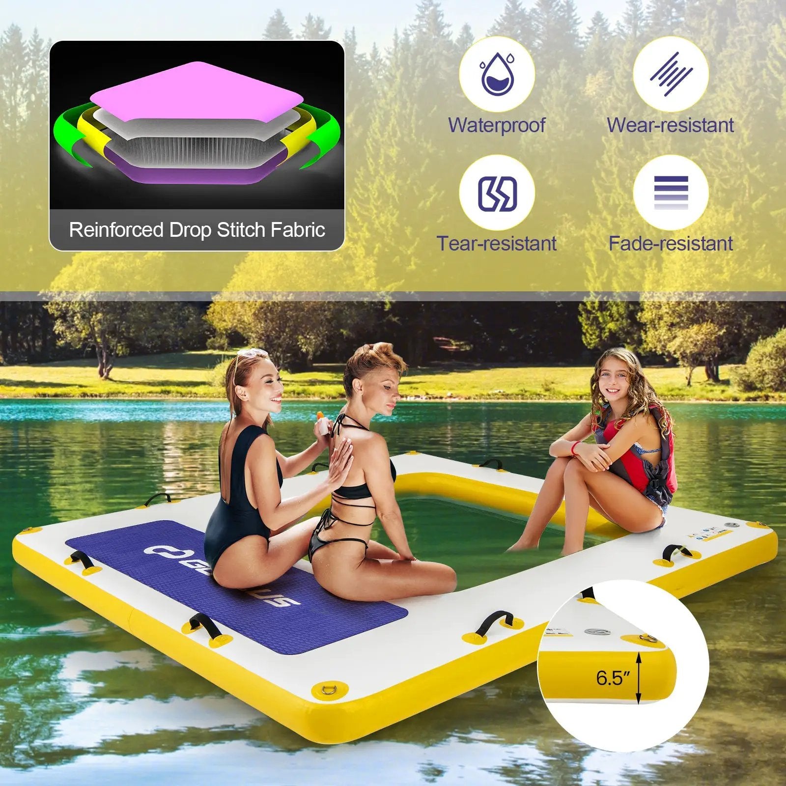 8 ft x 8 ft Inflatable Dock Platform with Mesh Swim Lounge by DirectDeals