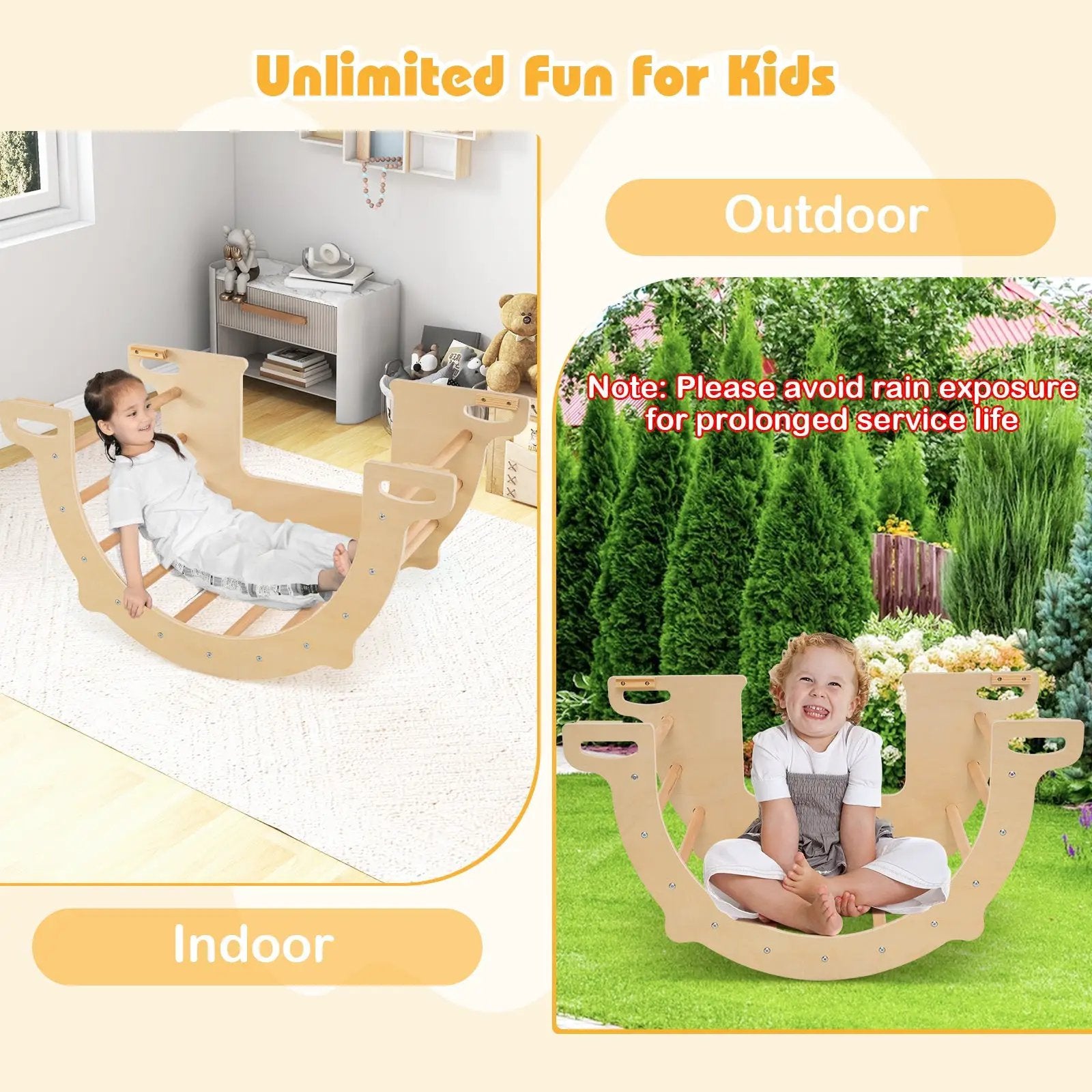 8 in 1 Climbing Arch Sensory Table for Kids with Collapsible Storage Bin for 3+ Years Old-Natural by DirectDeals