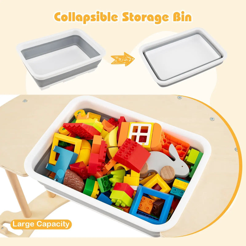 8 in 1 Climbing Arch Sensory Table with Collapsible Storage Bin for Kids-Natural by DirectDeals
