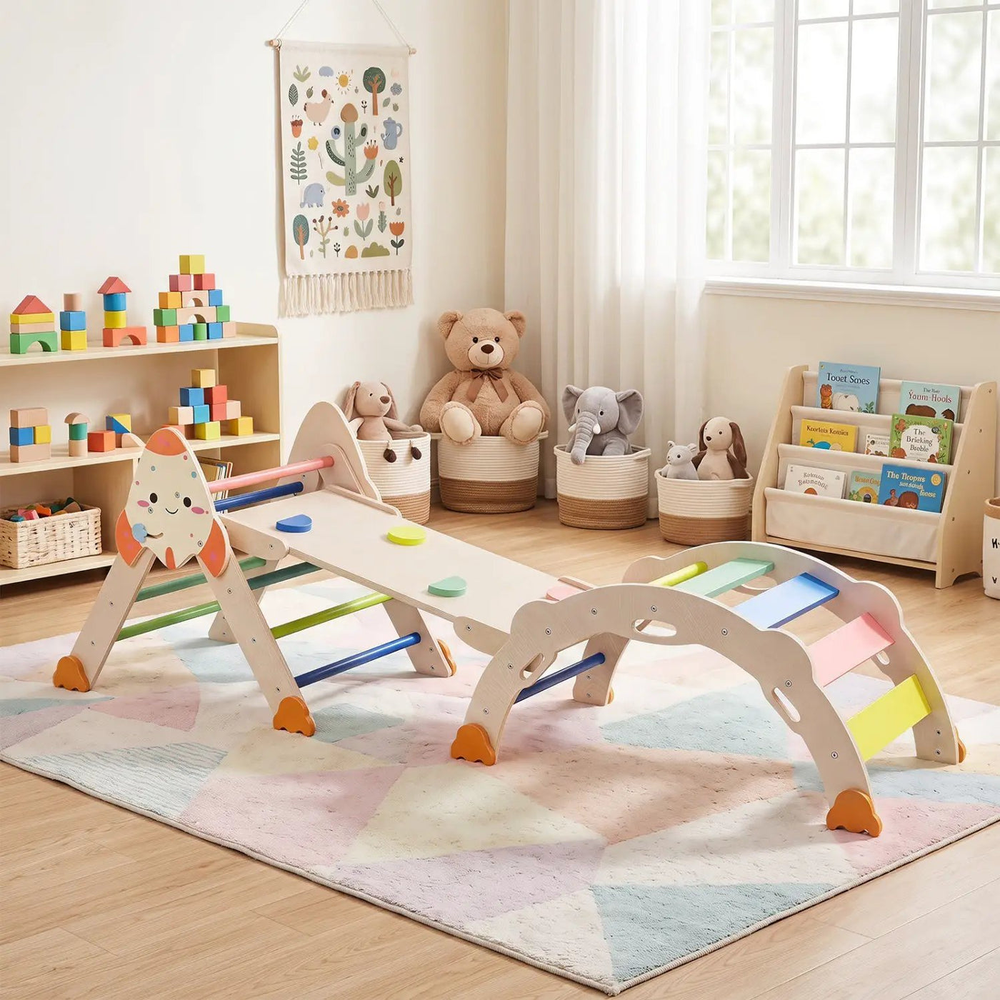 8-in-1 Foldable Climbing Set for Toddlers with Rocket Theme by DirectDeals