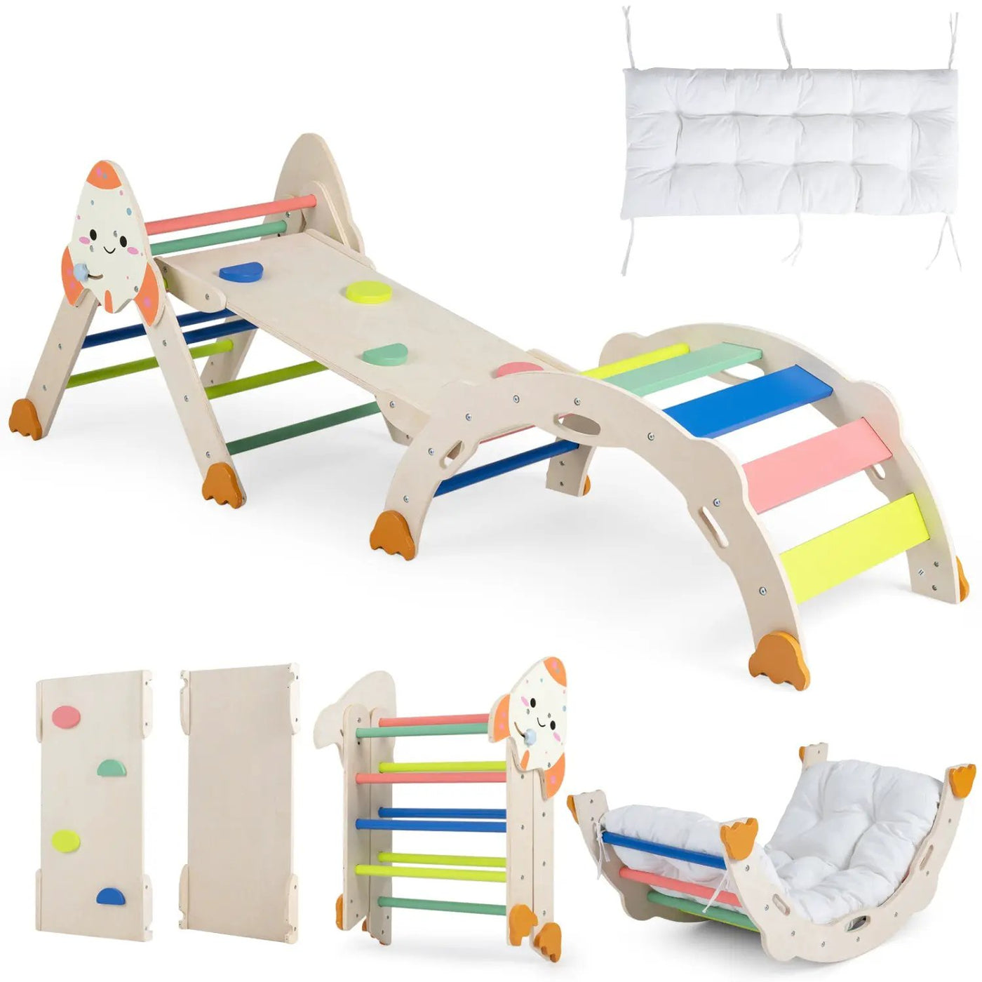 8-in-1 Foldable Climbing Set for Toddlers with Rocket Theme by DirectDeals