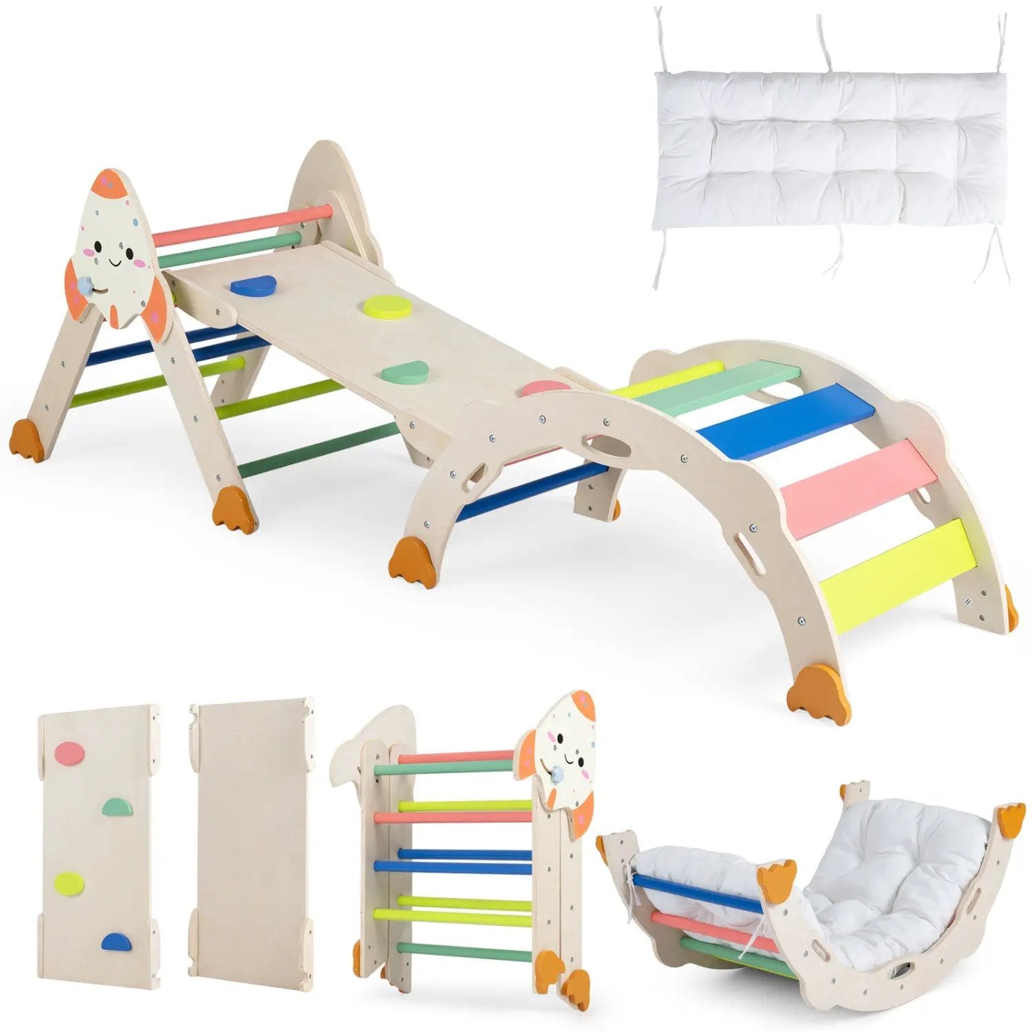 8-in-1 Foldable Climbing Set for Toddlers with Rocket Theme by DirectDeals