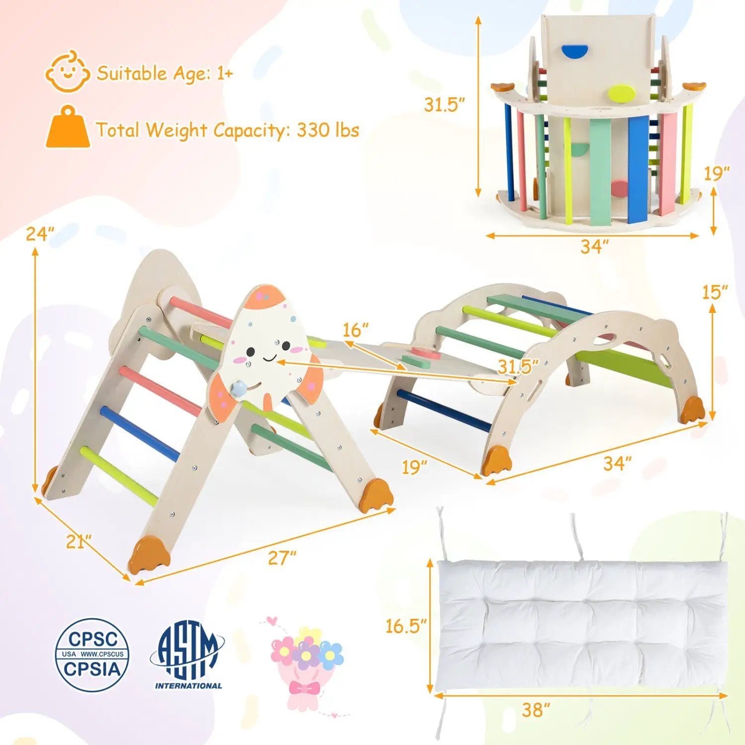 8-in-1 Foldable Climbing Set for Toddlers with Rocket Theme by DirectDeals