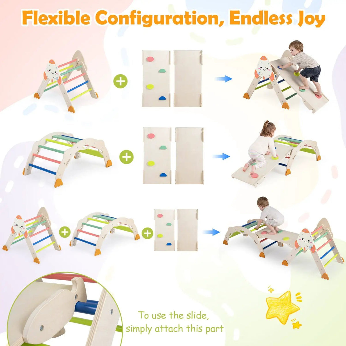 8-in-1 Foldable Climbing Set for Toddlers with Rocket Theme by DirectDeals