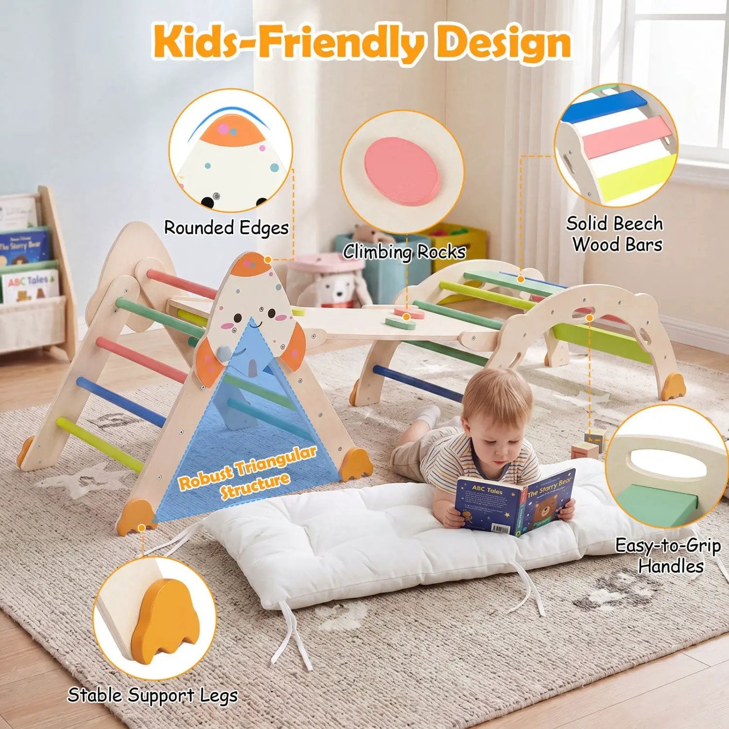 8-in-1 Foldable Climbing Set for Toddlers with Rocket Theme by DirectDeals