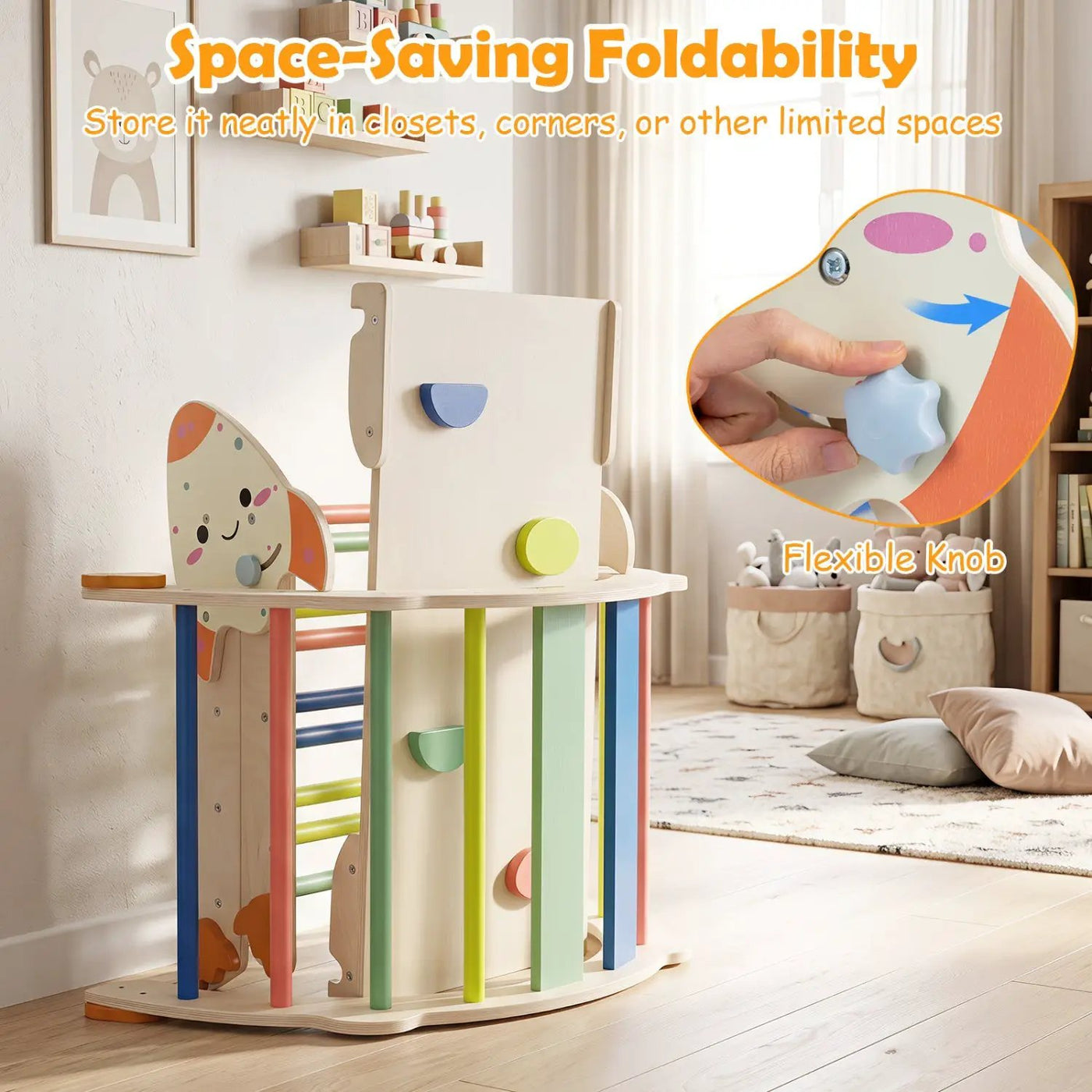8-in-1 Foldable Climbing Set for Toddlers with Rocket Theme by DirectDeals