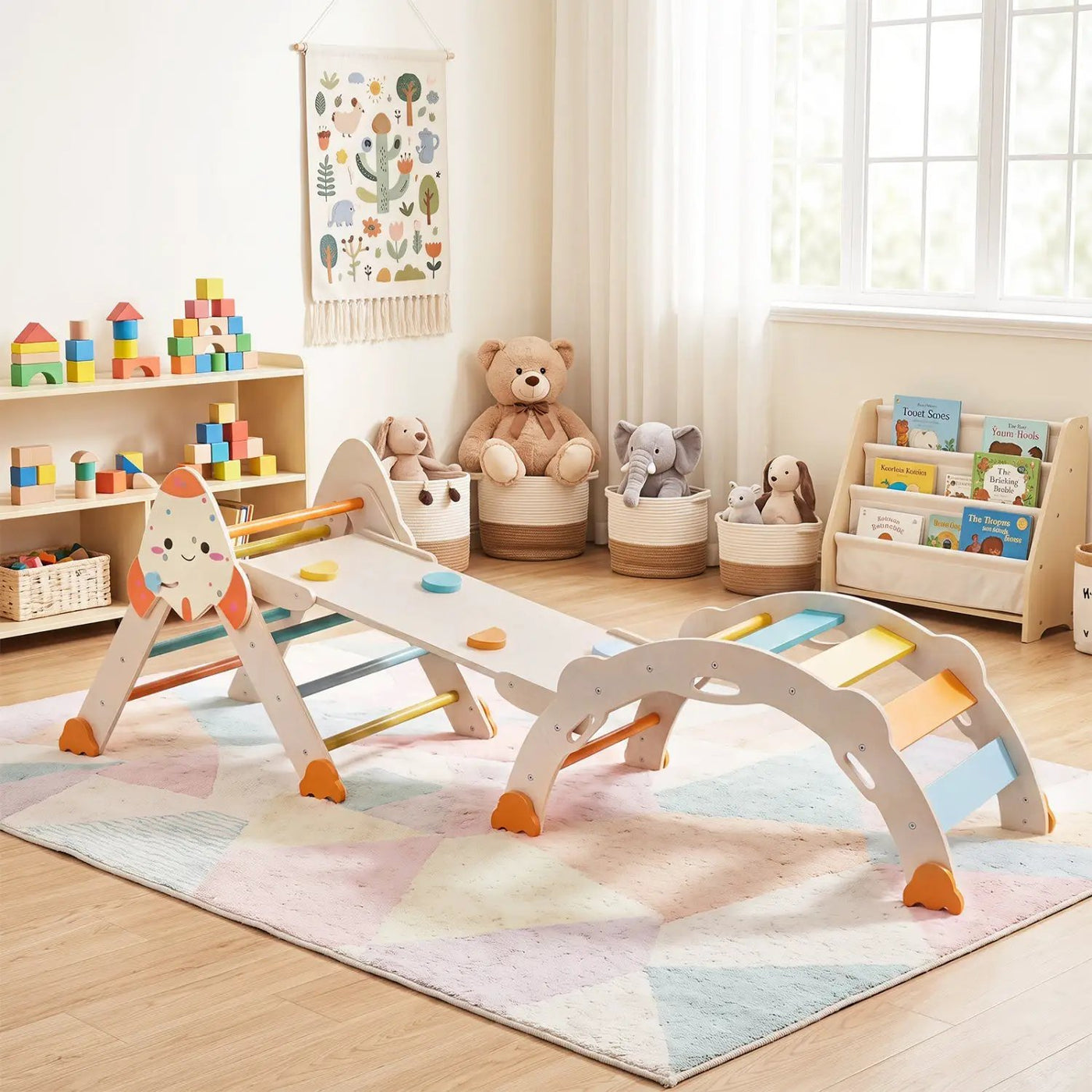 8-in-1 Foldable Climbing Set for Toddlers with Rocket Theme by DirectDeals