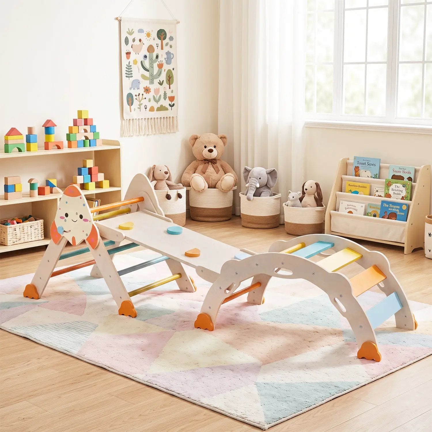 8-in-1 Foldable Climbing Set for Toddlers with Rocket Theme by DirectDeals