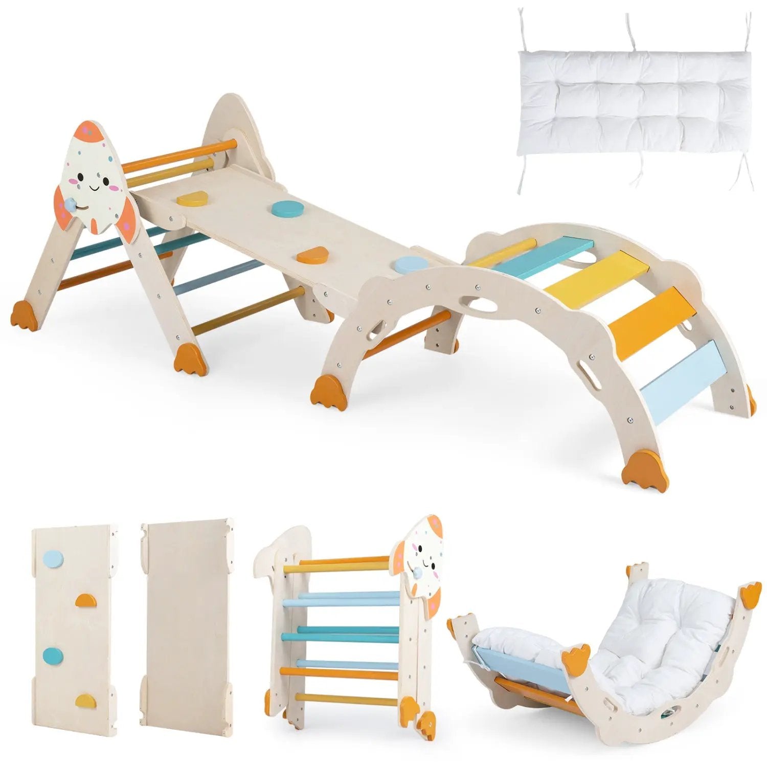8-in-1 Foldable Climbing Set for Toddlers with Rocket Theme by DirectDeals