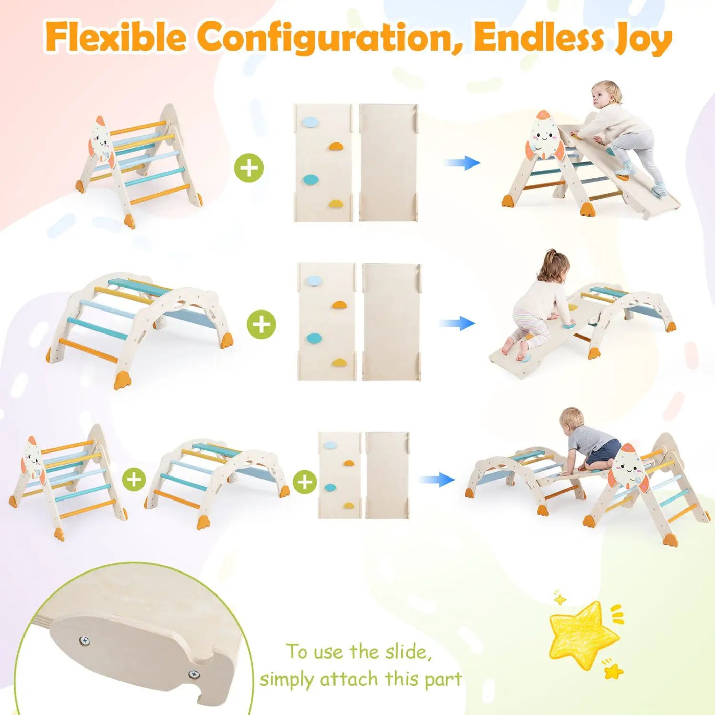 8-in-1 Foldable Climbing Set for Toddlers with Rocket Theme by DirectDeals