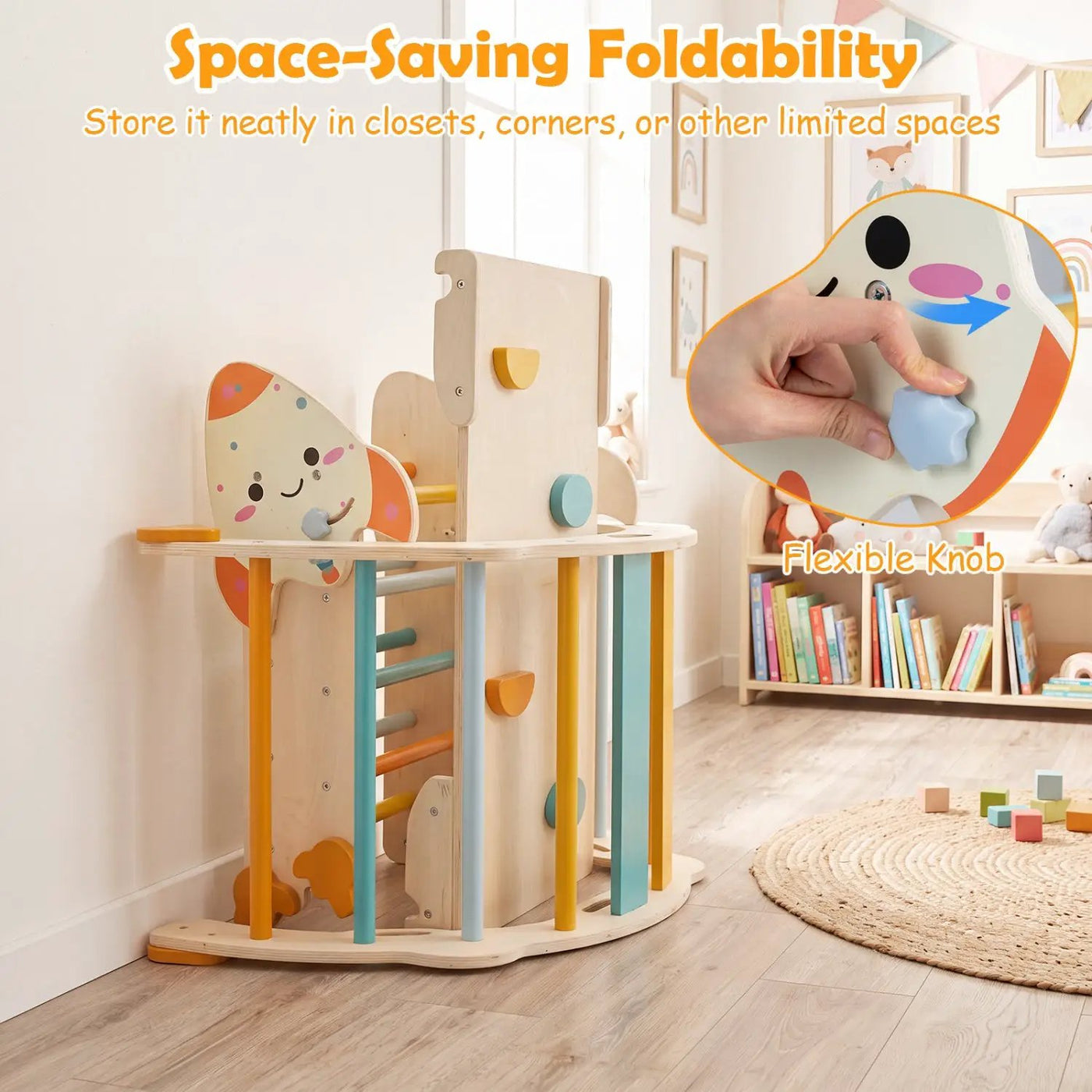 8-in-1 Foldable Climbing Set for Toddlers with Rocket Theme by DirectDeals