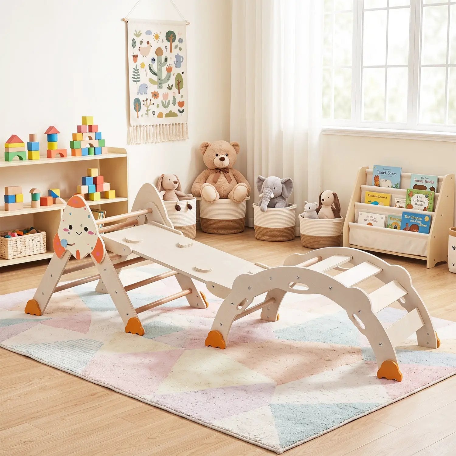 8-in-1 Foldable Climbing Set for Toddlers with Rocket Theme by DirectDeals