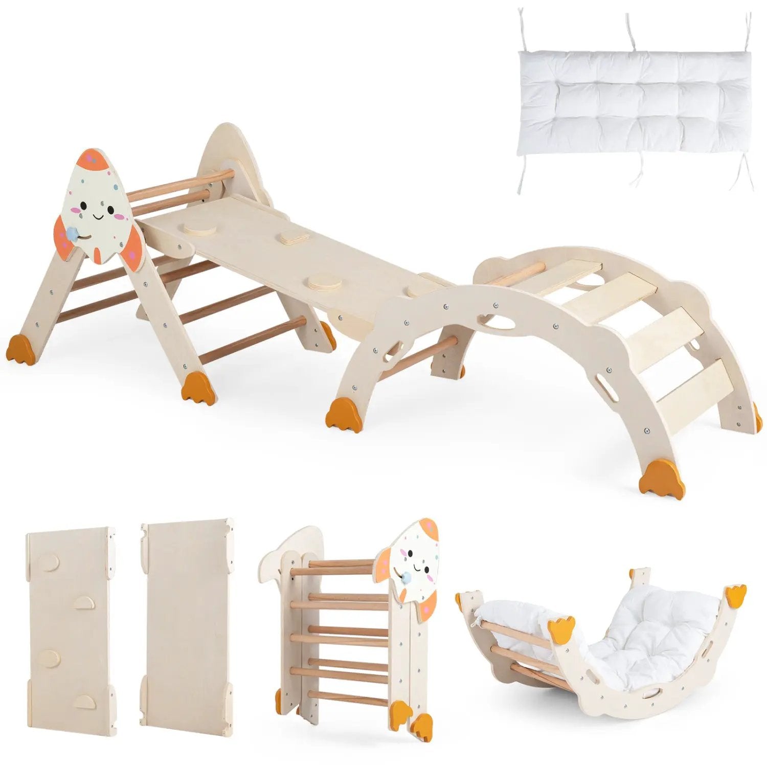 8-in-1 Foldable Climbing Set for Toddlers with Rocket Theme by DirectDeals