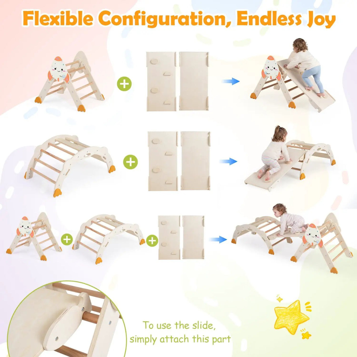 8-in-1 Foldable Climbing Set for Toddlers with Rocket Theme by DirectDeals