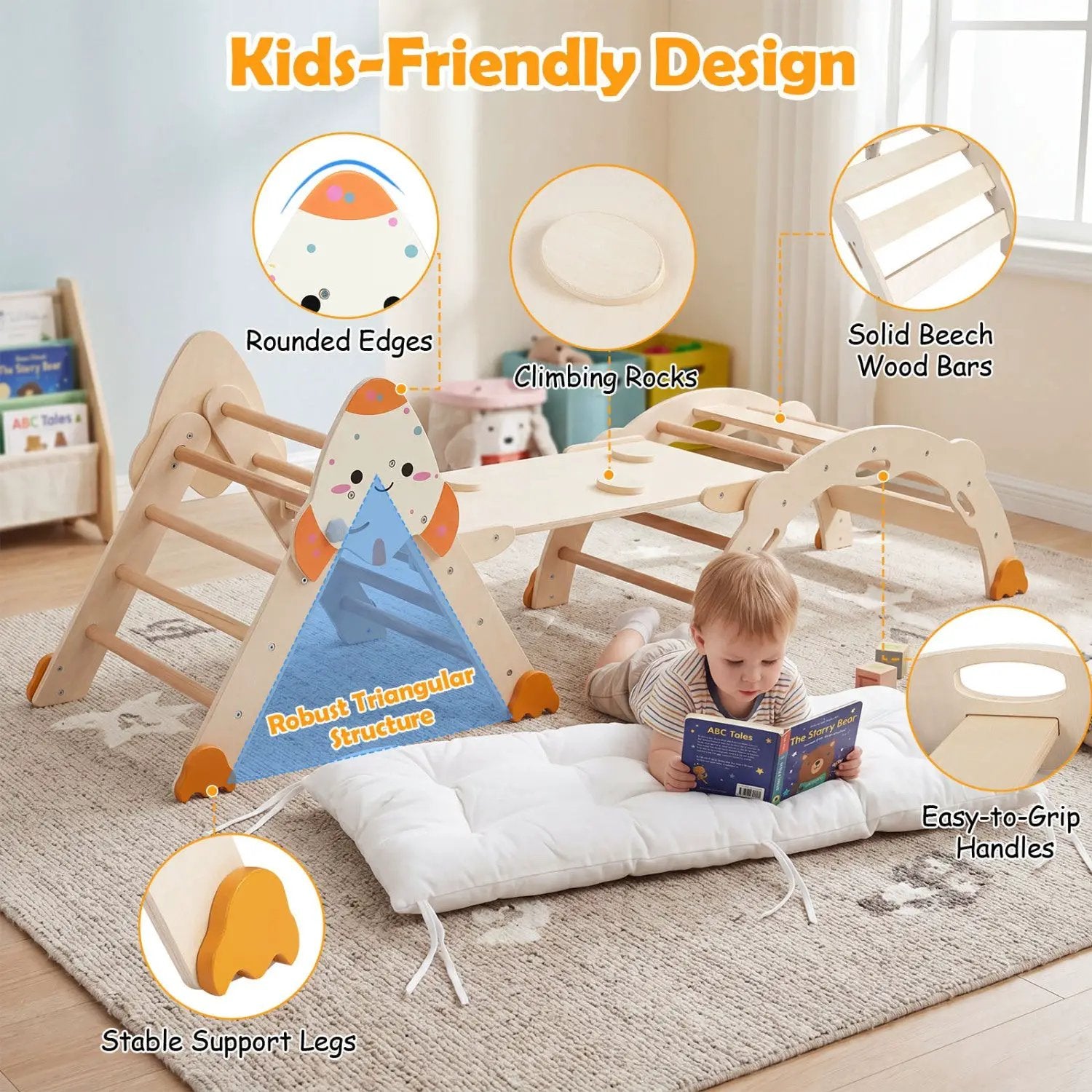 8-in-1 Foldable Climbing Set for Toddlers with Rocket Theme by DirectDeals