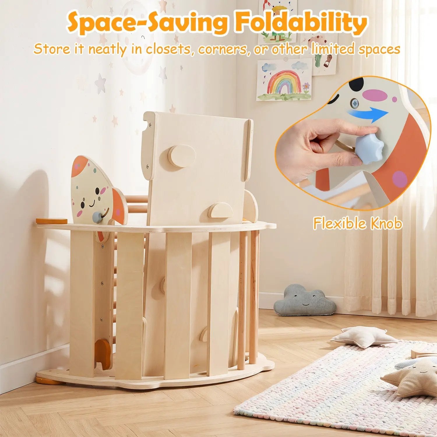 8-in-1 Foldable Climbing Set for Toddlers with Rocket Theme by DirectDeals