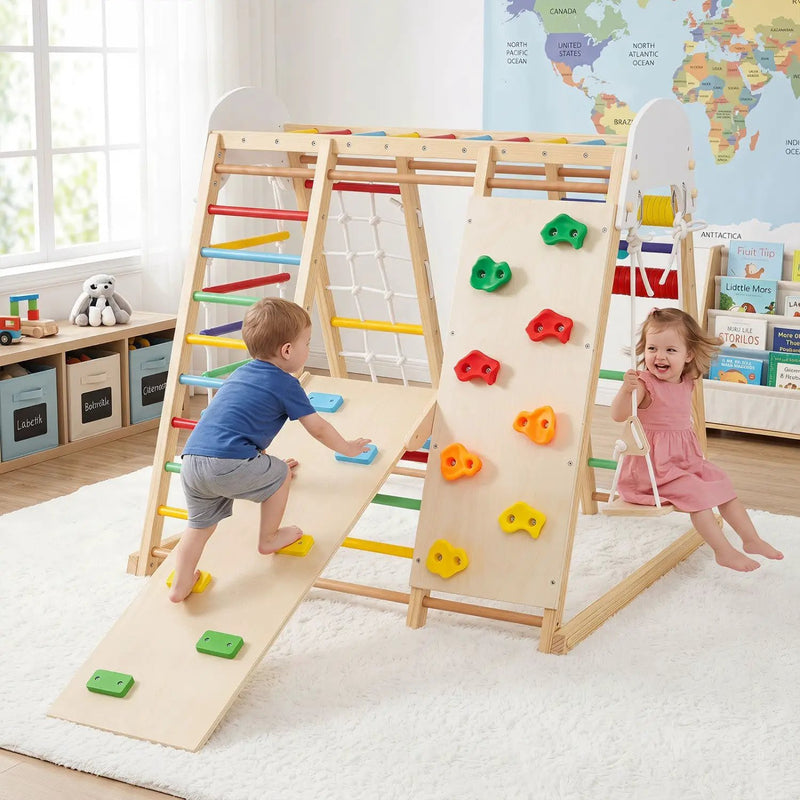 8-in-1 Foldable Indoor Jungle Gym with Swing and Monkey Bars by DirectDeals