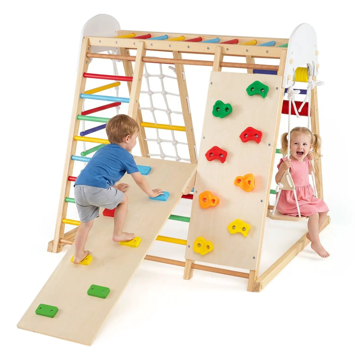 8-in-1 Foldable Indoor Jungle Gym with Swing and Monkey Bars by DirectDeals
