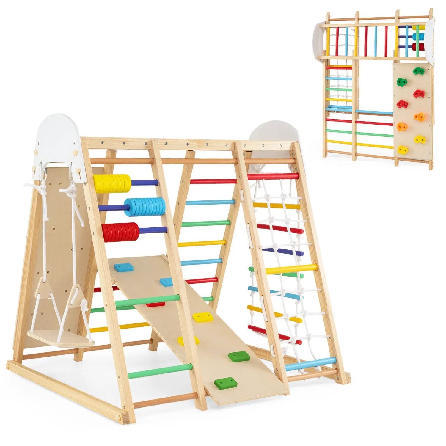 8-in-1 Foldable Indoor Jungle Gym with Swing and Monkey Bars by DirectDeals