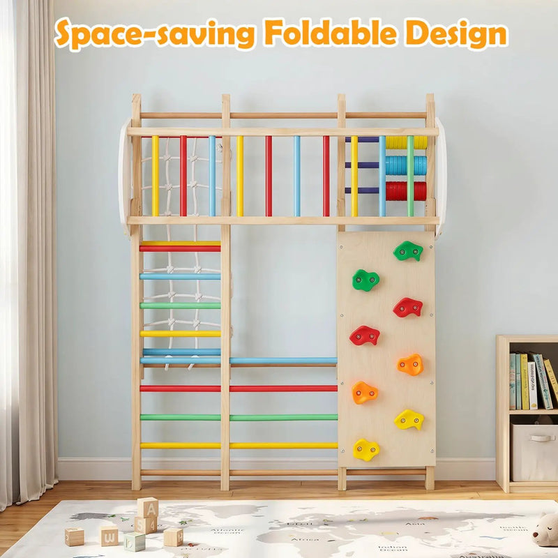 8-in-1 Foldable Indoor Jungle Gym with Swing and Monkey Bars by DirectDeals
