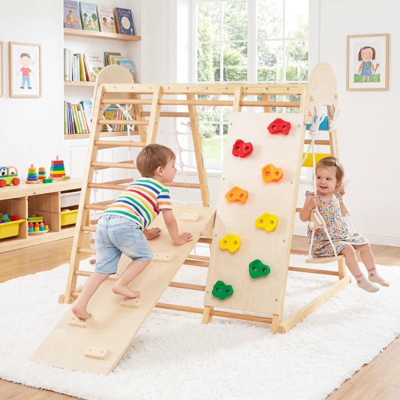 8-in-1 Foldable Indoor Jungle Gym with Swing and Monkey Bars by DirectDeals