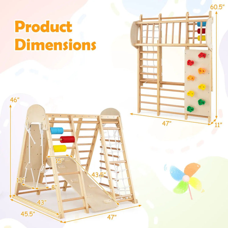 8-in-1 Foldable Indoor Jungle Gym with Swing and Monkey Bars by DirectDeals