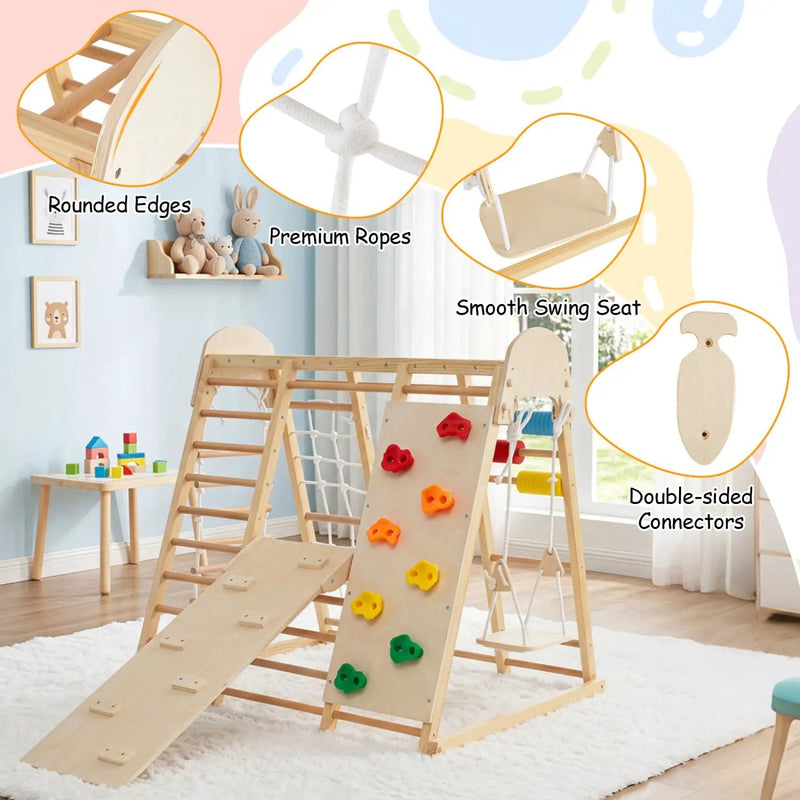 8-in-1 Foldable Indoor Jungle Gym with Swing and Monkey Bars by DirectDeals