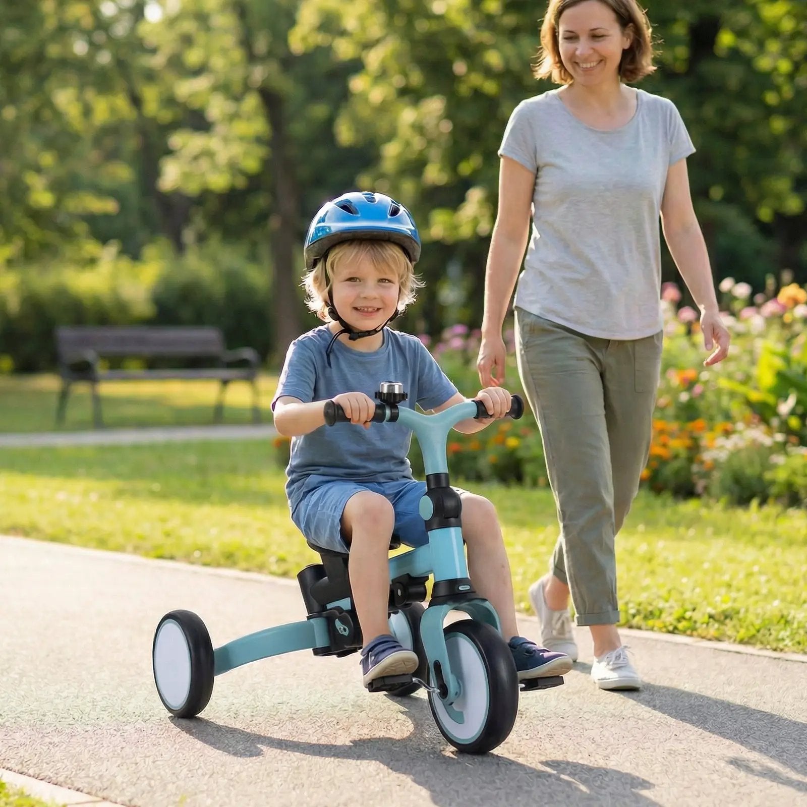 8-in-1 Folding Kids Tricycle with Removable Canopy and Push Handle by DirectDeals