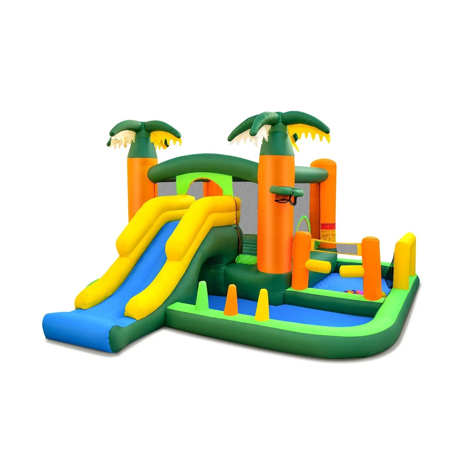 8-in-1 Tropical Inflatable Bounce Castle with 2 Ball Pits Slide and Tunnel Without Blower by DirectDeals