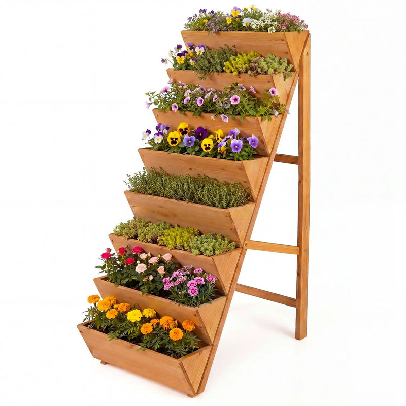 8-tier Vertical Raised Garden Bed Wood Elevated Planter Box with Legs by DirectDeals