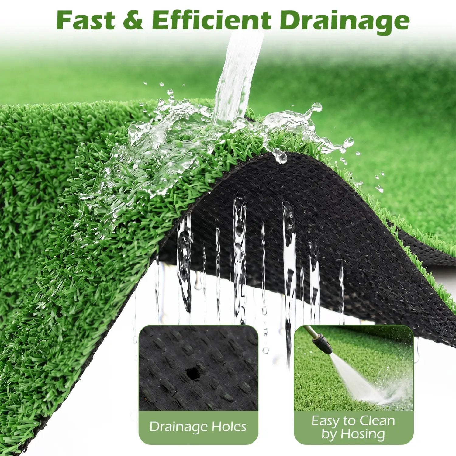 Artificial Turf Rug with 0.3 Inch Pile Height by DirectDeals