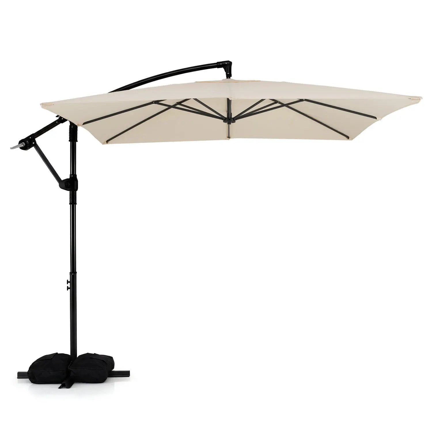 8 x 8 FT Offset Cantilever Patio Umbrella Square Hanging Outdoor Market Umbrella with 360¬∞ Rotation by DirectDeals