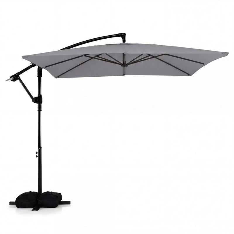 8 x 8 FT Offset Cantilever Patio Umbrella Square Hanging Outdoor Market Umbrella with 360¬∞ Rotation by DirectDeals