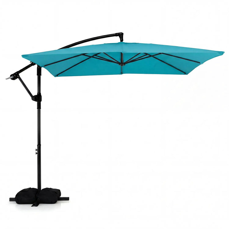 8 x 8 FT Offset Cantilever Patio Umbrella Square Hanging Outdoor Market Umbrella with 360¬∞ Rotation by DirectDeals