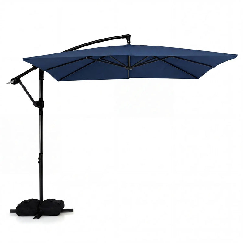 8 x 8 FT Offset Cantilever Patio Umbrella Square Hanging Outdoor Market Umbrella with 360¬∞ Rotation by DirectDeals