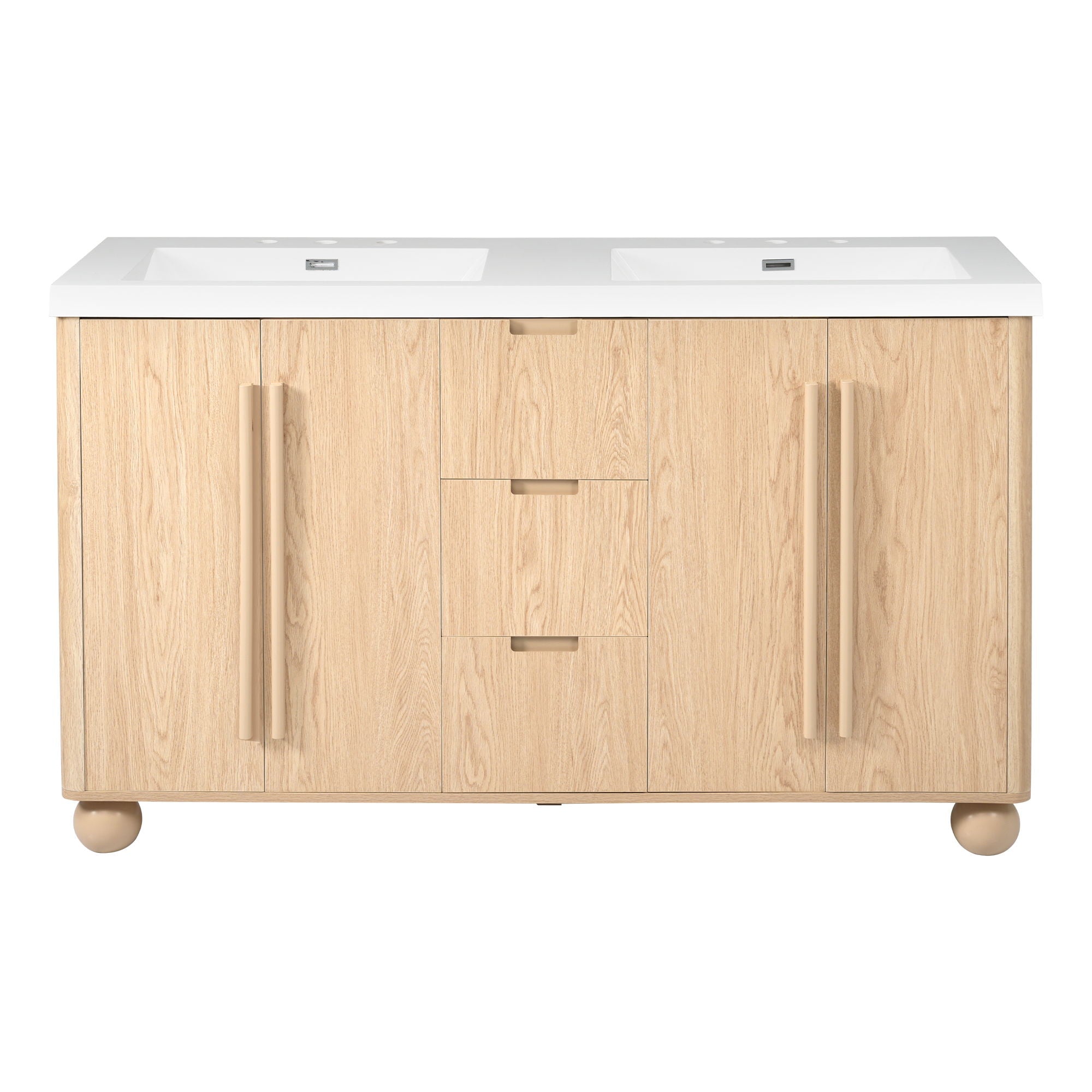 Double Sink Bathroom Vanity With Sinks, Soft Close Doors & 3 Drawers - Wood by HouseOfZazla