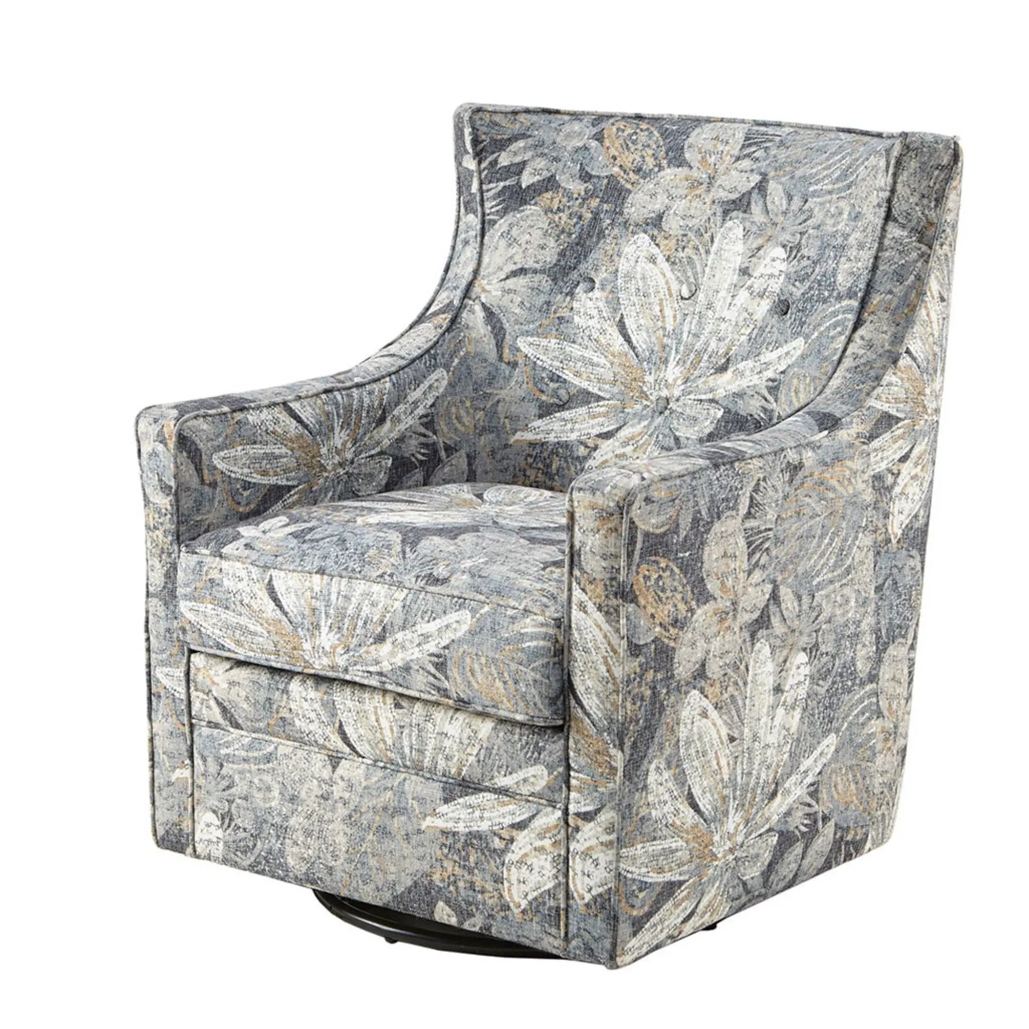 Swivel Glider Chair With Upholstery And Metal Base - Multicolor by Unique Piece Furniture