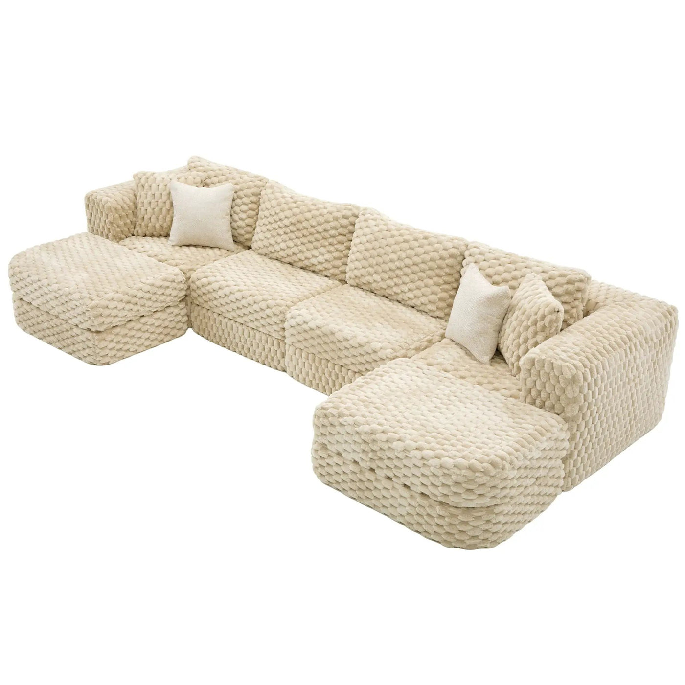Modular Sectional Sofa, Boneless Couch With 2 Movable Ottomans by HouseOfZazla