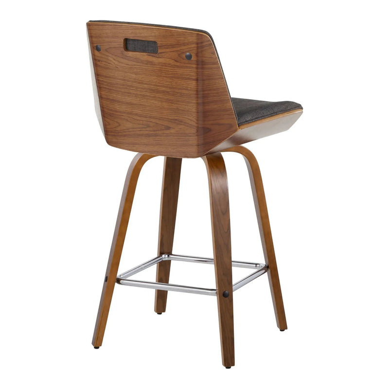 Corazza - Mid Century Modern Fixed Height Counter Stool With Swivel And Square Footrest (Set of 2) by HouseOfZazla