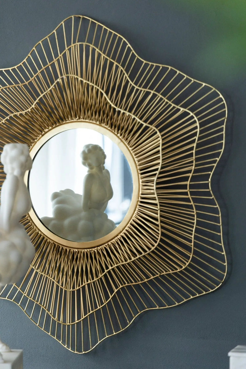 D27x2.4' Metal Starburst Wall Mirror, Wall Mounted Home Decor by HouseOfZazla