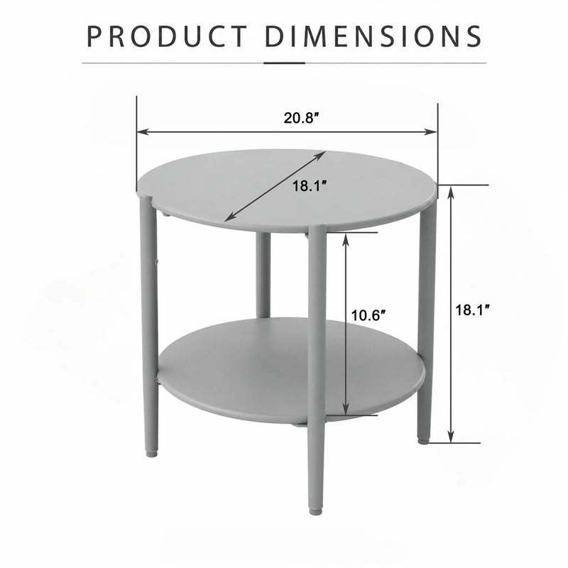 Metal Round Side Table - 2-Tier Outdoor End Table by HouseOfZazla