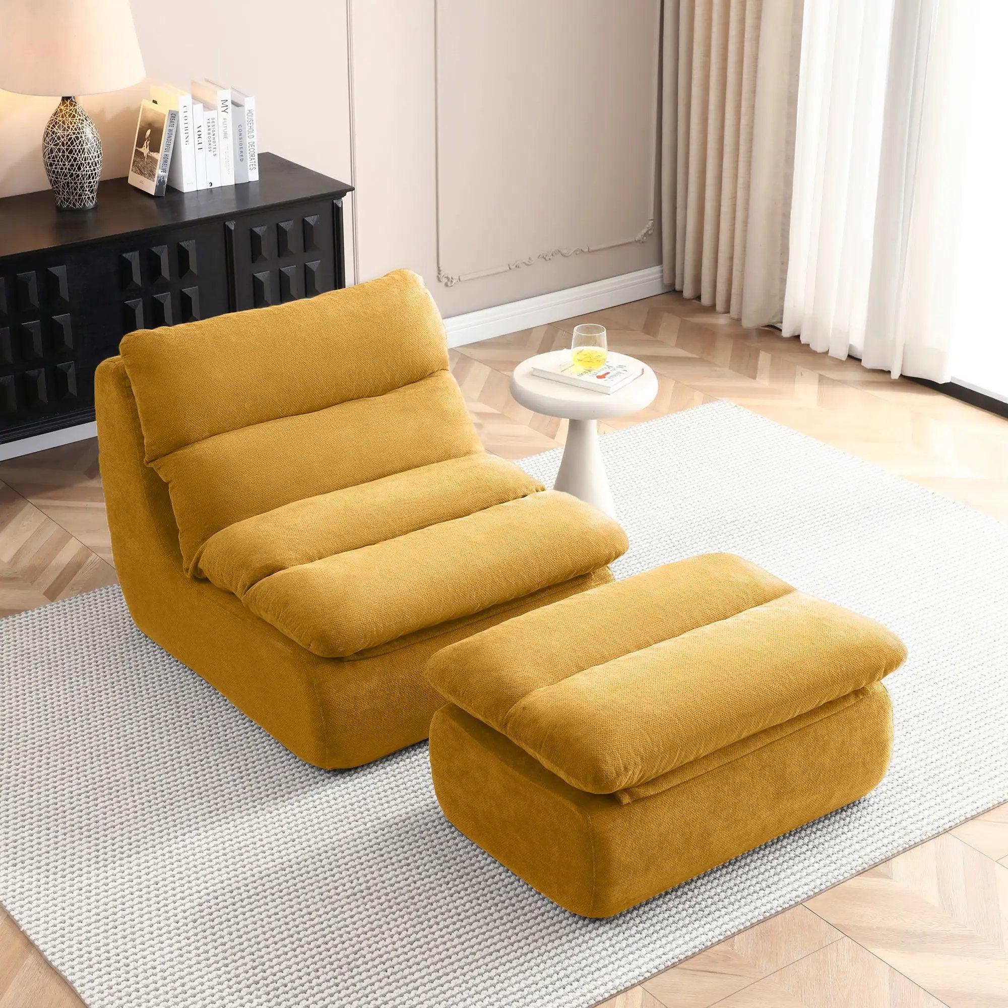 32" Bean Bag Chair with Ottoman by HouseOfZazla