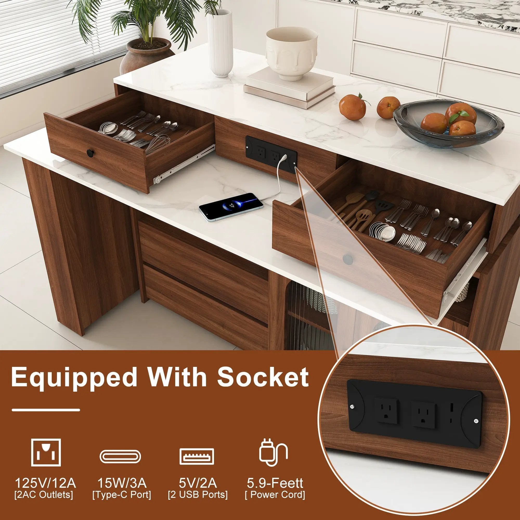 Extendable Kitchen Island with Rotating Table by HouseOfZazla