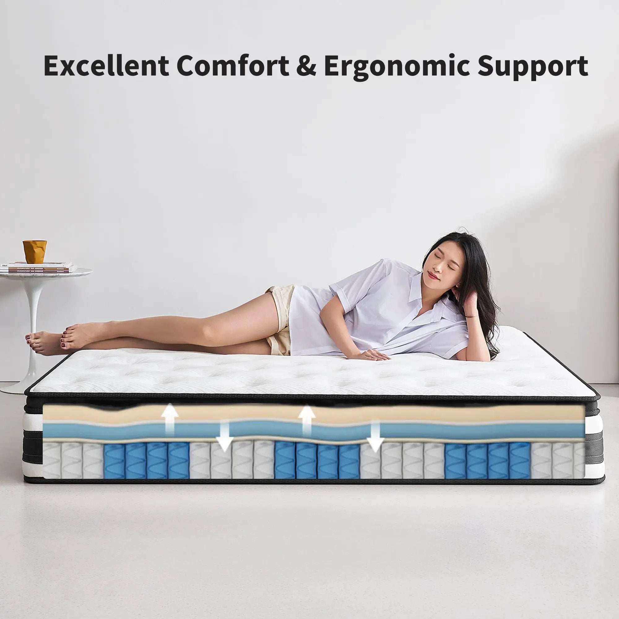 Full Size Hybrid Mattress Breathable Cool Knitted Fabric Cover by HouseOfZazla