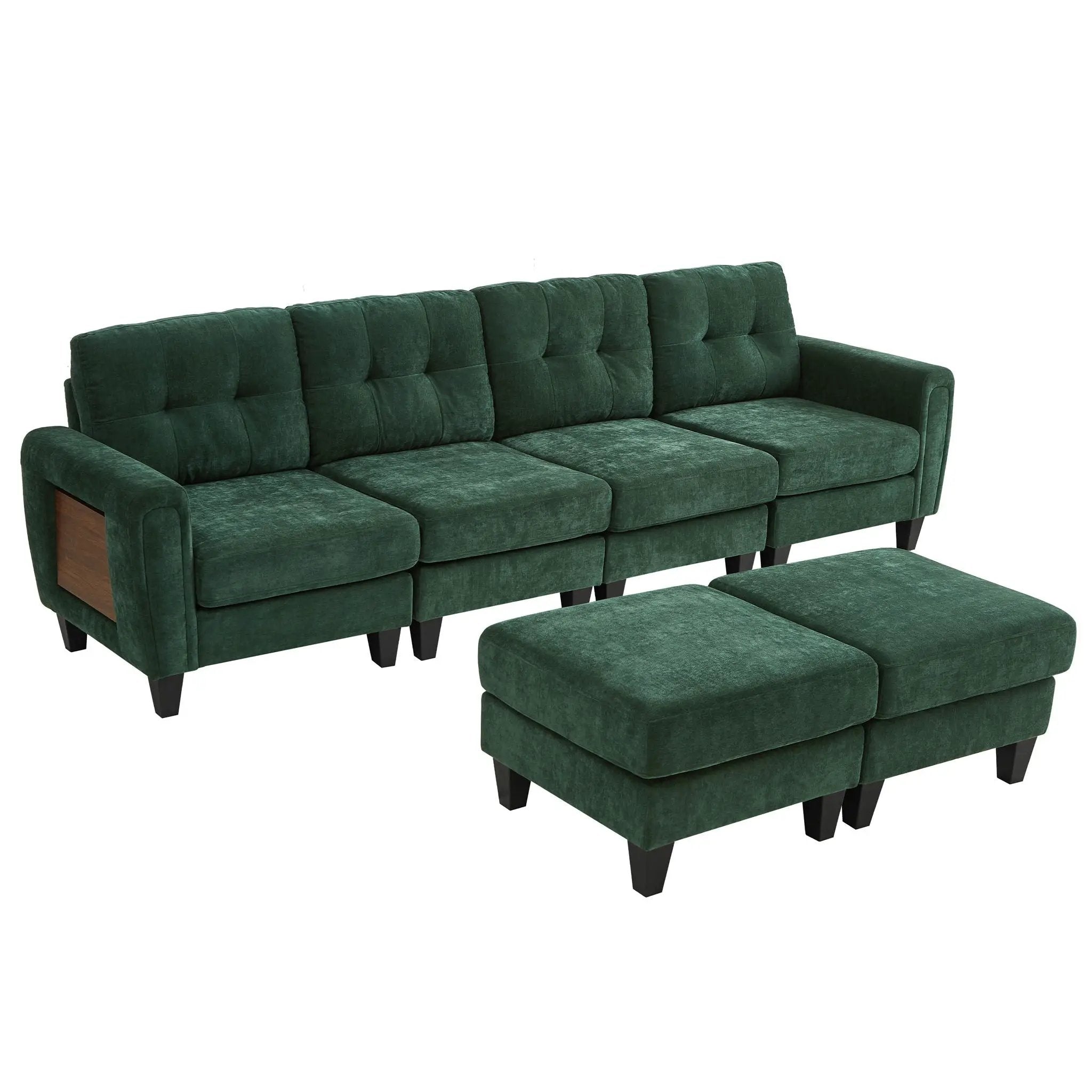 Modular Sectional Sofa With Movable Ottomans, USB Ports & Side Tables by Unique Piece Furniture