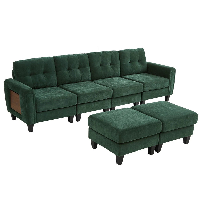 Modular Sectional Sofa With Movable Ottomans, USB Ports & Side Tables by Unique Piece Furniture