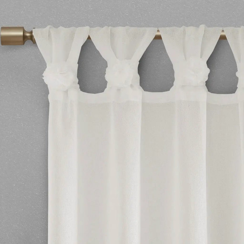 Floral Embellished Tab Top Solid Curtain Panel by HouseOfZazla