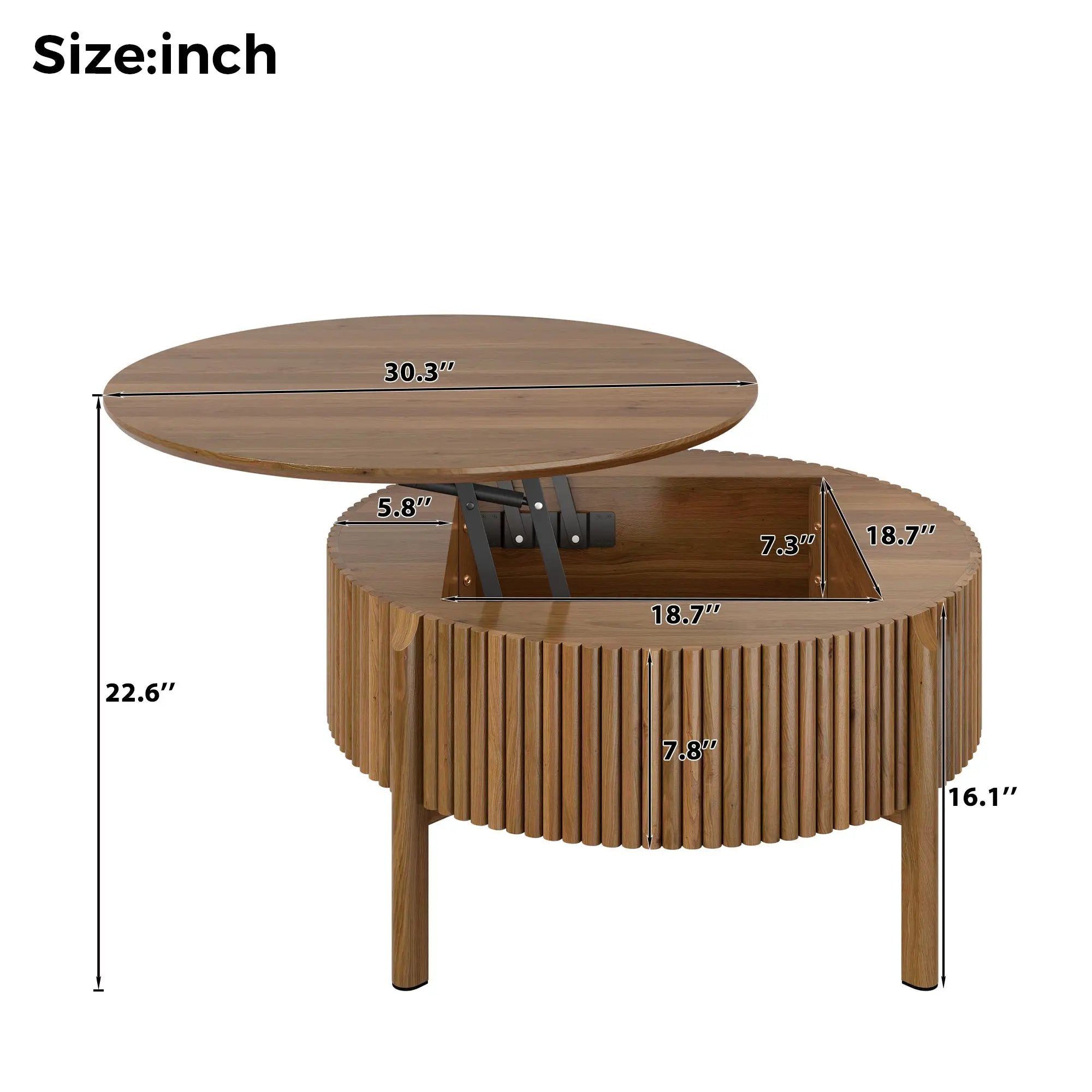 Round Lift Top Coffee Table with Hidden Storage by HouseOfZazla