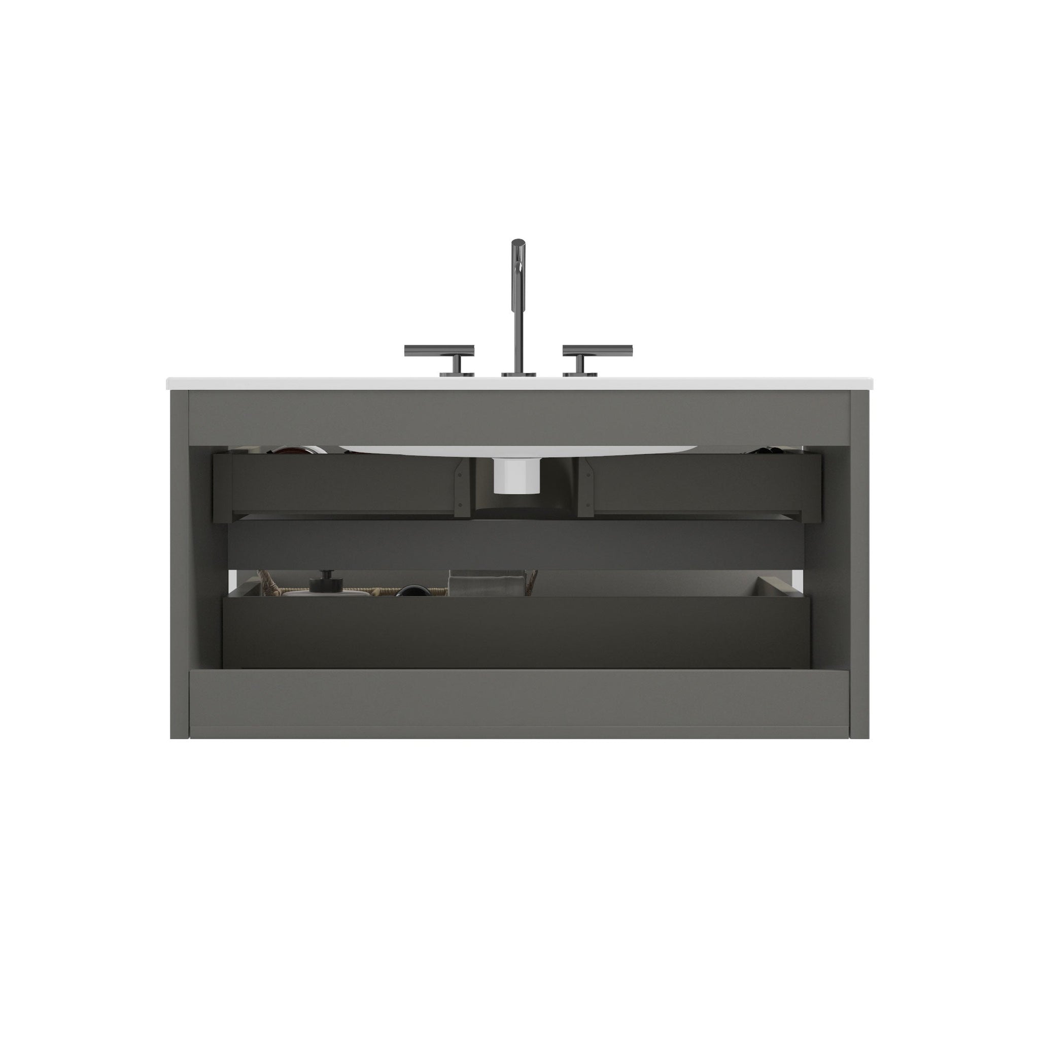 TIA 36" Wall Mount Space Gray Bathroom Vanity by HouseOfZazla