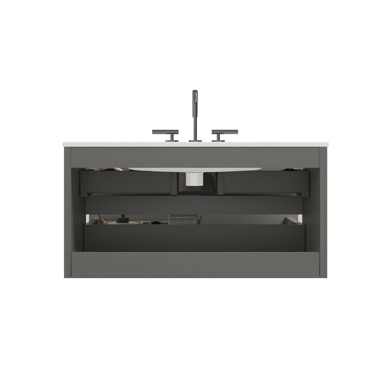 TIA 36" Wall Mount Space Gray Bathroom Vanity by HouseOfZazla